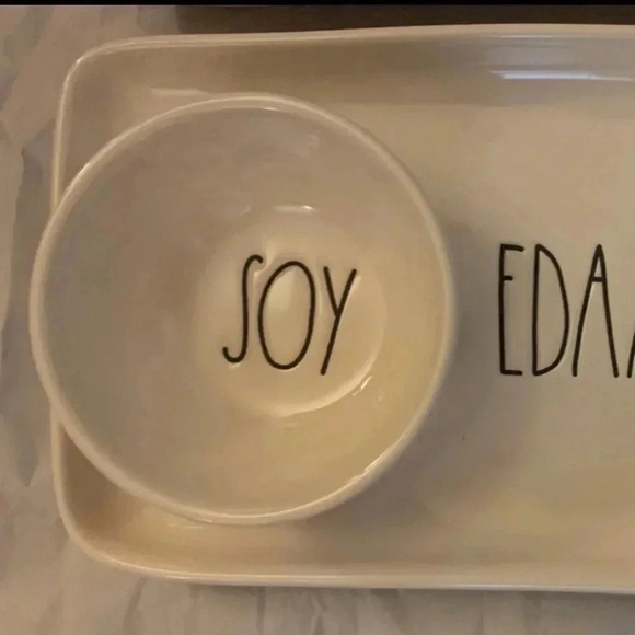 Rae Dunn Edamame Soy Tray Set HTF (2) - Picture 2 of 6